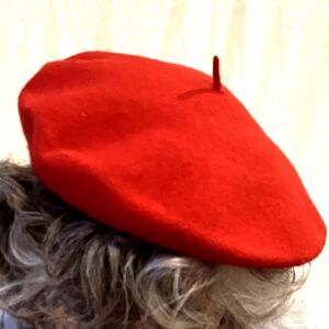 Arlin Vintage Felt Wool Hat French Beret Red Tam Bonnet Military Preppy